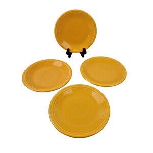 Set of 4 Fiesta Ware Homer Laughlin Classic Rim Salad Plates 7.25" Daffodil